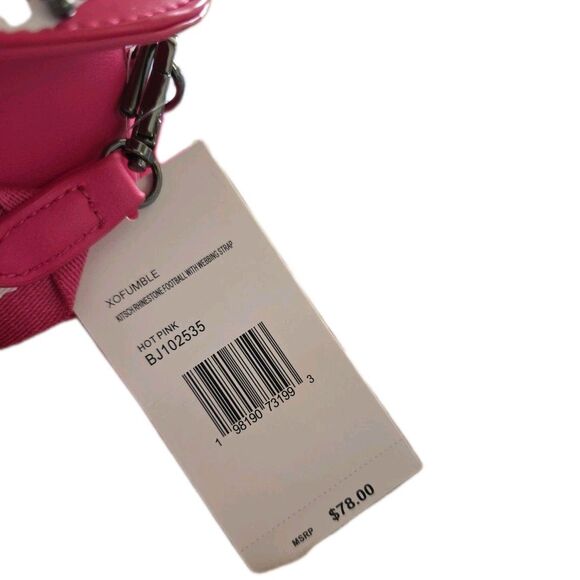 Betsey Johnson Hot Pink Rhinestone Football Crossbody Bag Purse NEW MSRP$78 - Picture 5 of 10